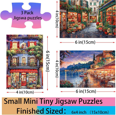 Small Jigsaw Puzzles for Adults 150 Pieces Vintage Streetscape Mini Jigsaw Puzzles Oil Painting Challenging Mini Puzzles Tiny Jigsaw Puzzles 6 x 4...