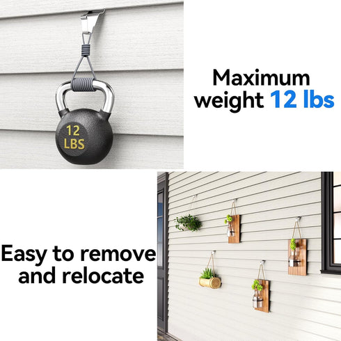 Vinyl Siding Hooks Hanger 10 Pack, Heavy Duty Siding Clips for Hanging on Patio, No-Hole Needed Stainless Steel Siding Hook to Decor Wreath Things...