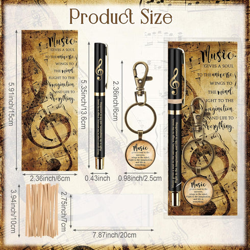 10 Sets Music Appreciation Gifts Inspirational Music Keychains Music Pens and Music Bookmarks Music Gifts Bulk for Teacher Students Music Lover Gi...