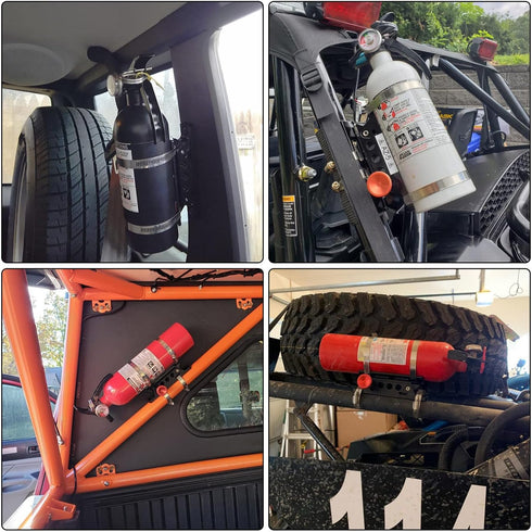 Roll Bar Aluminum Fire Extinguisher Mount Kit Compatible with for Jeep Wrangler TJ JK JKU JL Gladiator JT UTV Polaris RZR Ranger...