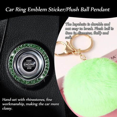 9-Pack Fluffy Car Accessories Set,Silence Shopping Fluffy Steering Wheel Cover Winter Warm Fur Steering Wheel Cover Fuzzy Car Decoration Accessori...
