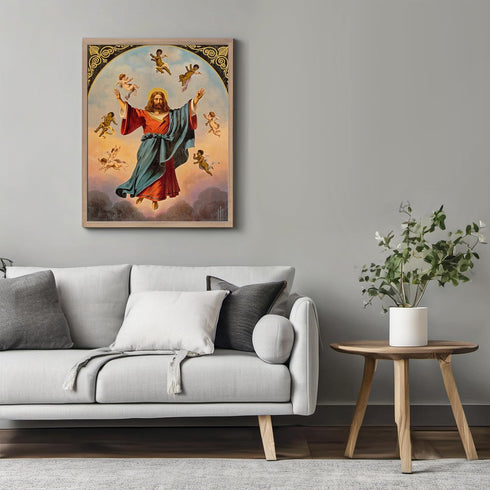 Posterizer 1 pcs-Christ in majesty with black and white putti painting poster-Religious Posters-Gifts for Christians- unframed wall art...