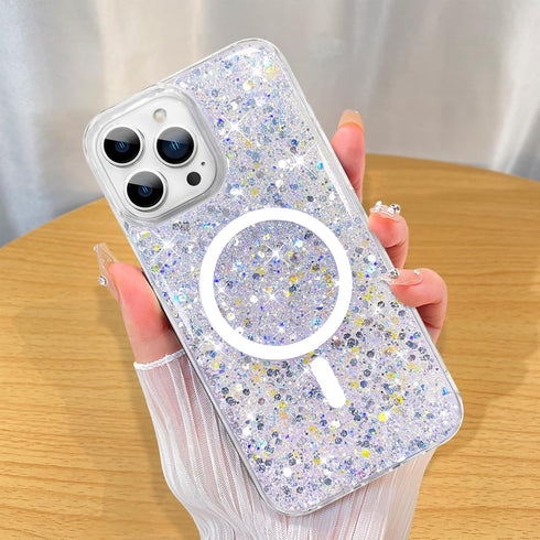ZIYE Designed for iPhone 15 Pro Case Magnetic Glitter-6.1 Inch Bling Cases for Women Girls Sparkle Luxury Shiny Cute Compatible with MagSafe Soft ...