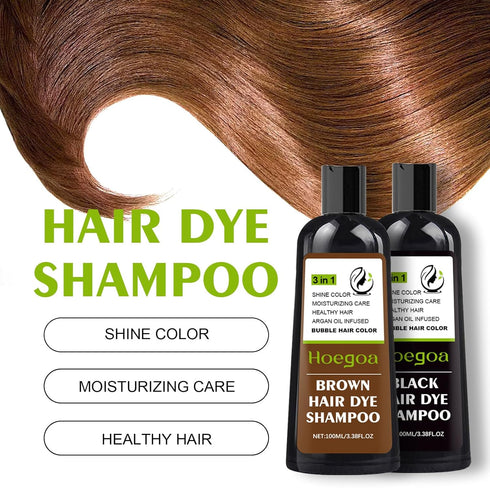 Black Hair Dye Shampoo - 3 in 1 Natural Plant Bubble Dye Hair Care Shampoo for All Hair Types - Grey Coverage Shampoo with Herbal Ingredients - 10...