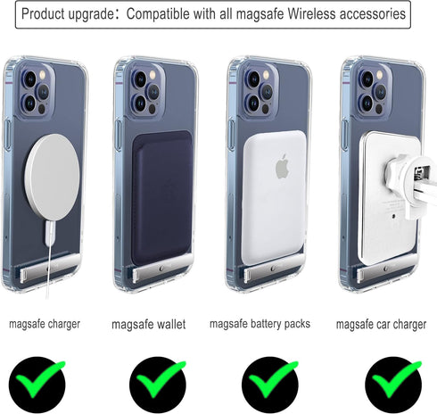for iPhone 12 Pro Max Case - Transparent Hard PC Back Slim Shockproof Protective Case with Three-Way Stand and Magsafe Compatibility...