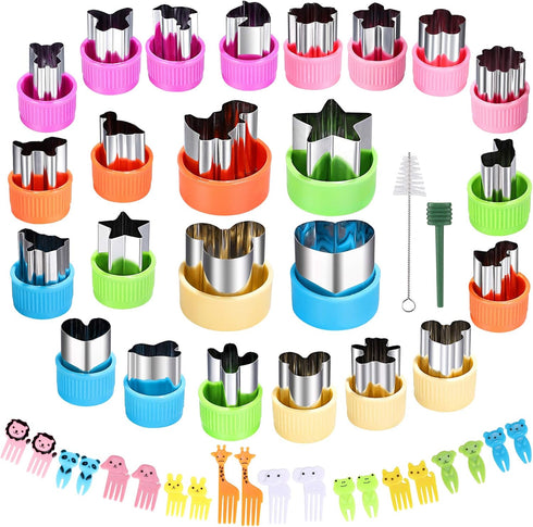 Vegetable Cutter Shapes Set Mini Sizes Cookie Cutters Set Fruit Cookie Pastry Stamps Mold Food Decorative Kids Baking and Food Supplement Tools (2...