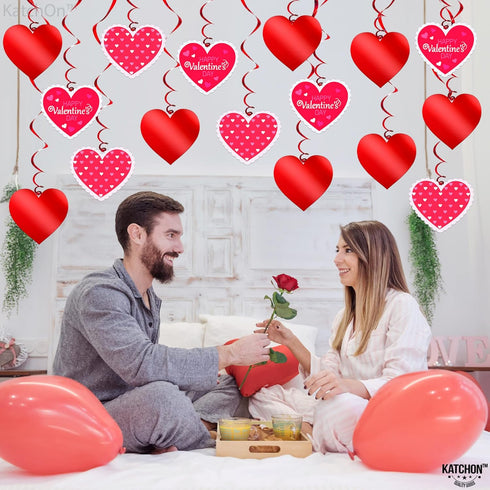 KatchOn, Red Hearts Valentines Hanging Decorations - Pack of 30, No DIY | Valentines Decorations Indoor, Hanging Hearts Decorations | Hanging Vale...