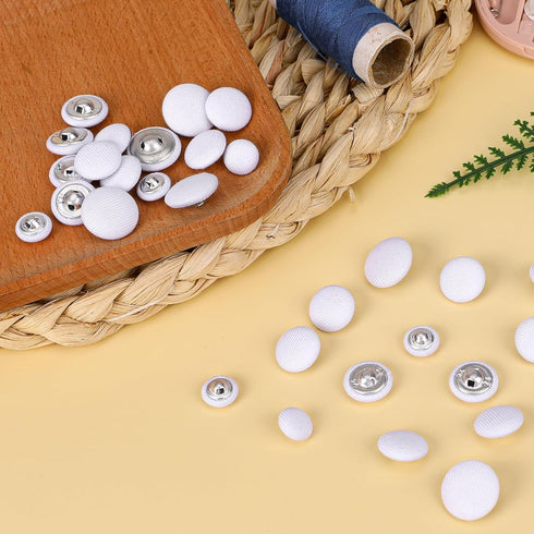 40 Pcs Satin Tuxedo Buttons White Buttons, Satin Covered Metal Shank Buttons, Vintage White Coat Sewing Button, Jacket Buttons Dress Buttons(18mm/...