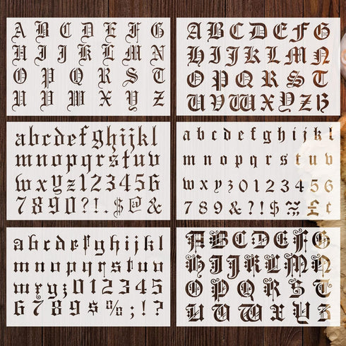 8 Pieces Lettering Stencils Calligraphy Letter Stencils Gothic Font Stencil Templates Alphabet Number Templates Plastic Number Drawing Painting St...