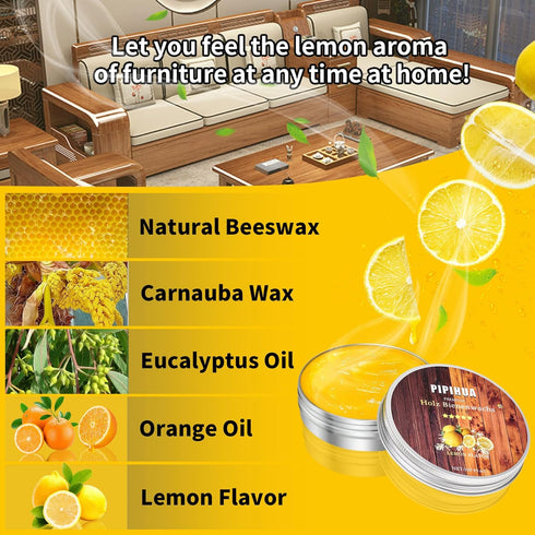 PIPIHUA 2 PCS Beeswax Furniture Polish, Wood Seasoning Beeswax for Furniture Waterproof & Repair Wood Wax to Protect & Care, Beeswax Polish with 3...