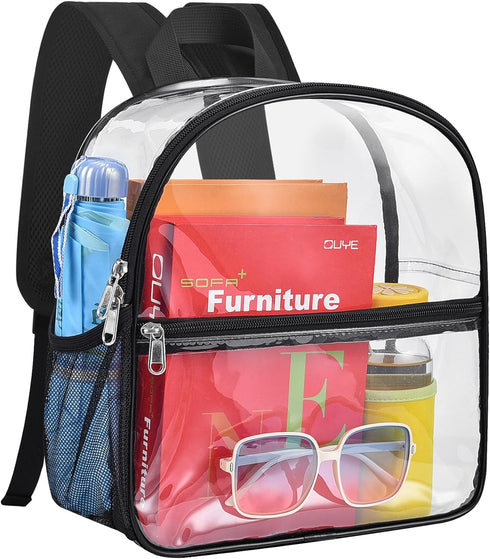 Paxiland Clear Backpack Stadium Approved 12×12×6 with Reinforced and Wider Shoulder Straps, Small Clear Bag for Schools, Concerts, Work, Festivals...