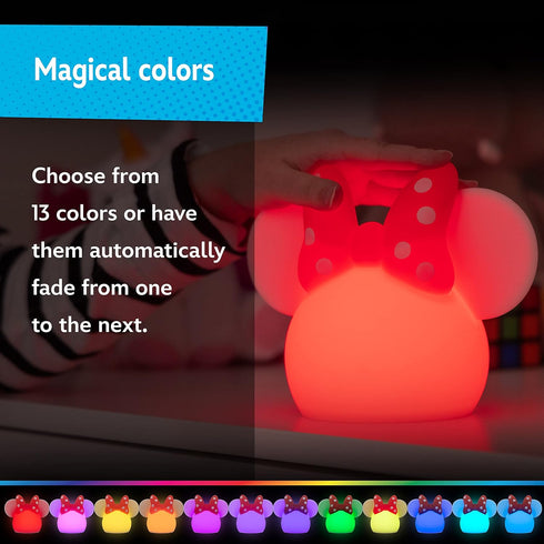Disney Minnie Mouse Squishy Light, Color Changing, Night Light for Kids, USB Lamp, Battery Operated, Dimmable, Ideal for Bedroom, Playroom, Living...