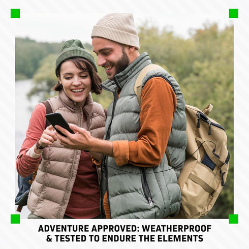 Solar Power Bank, 15,000 mAh Portable Charger Power Bank, Weatherproof Powerbank, Compass, 2 Flashlights, 2 USB-A, USB-C & Micro USB Ports...