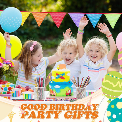 Sabary 48 Pcs Happy Birthday Pencils Rubber Bracelets Set Birthday Party Favors Birthday Pencils Silicone Wristbands Birthday Bracelet for Kids St...