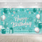 Teal and Silver Birthday Banner - Turquoise Green Party Decorations, Mint Blue Backdrop for Girls Boys Baby Shower, Glitter Party Supplies 71 x 44...