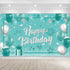 Teal and Silver Birthday Banner - Turquoise Green Party Decorations, Mint Blue Backdrop for Girls Boys Baby Shower, Glitter Party Supplies 71 x 44...