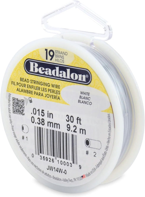 Beadalon 19-Strand 0.015" (0.38 mm) 30 ft (9.1 m) White Bead Stringing Wire...