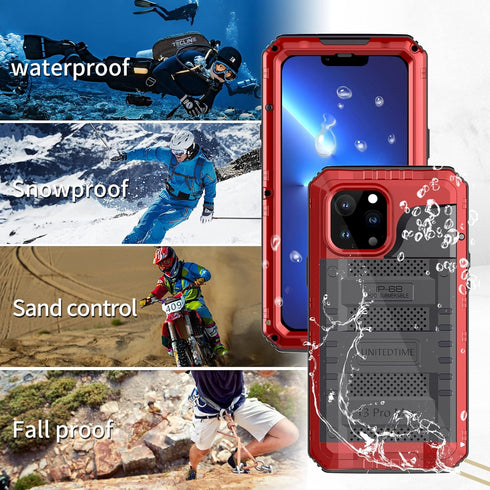 for iPhone 13 Pro Max Case Waterproof with Built-in Screen Protector Full Body Rugged Hard Silicone, Military Grade Shockproof Dustproof Protectiv...