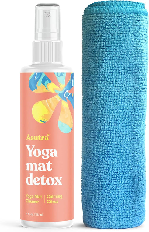 ASUTRA Yoga Mat Cleaner Spray (Calming Citrus), 4 fl oz - No Slippery Residue, Organic Essential Oils, Deep-Cleansing for Fitness Gear & Gym Equip...