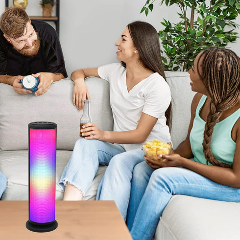 Aduro LED Wireless Speaker with Pulsating Lights, Wireless Color Changing Portable Outdoor Party Tower Speaker Universal, Black...