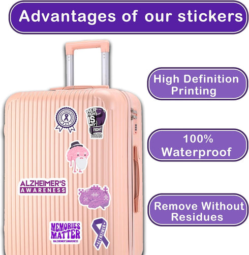 50 PCS Alzheimers Sticker Inspirational Vinyl Decals Waterproof Accessories Decorative Labels for Bicycle Laptop Bumper Truck Vehicle Bike Suitcas...
