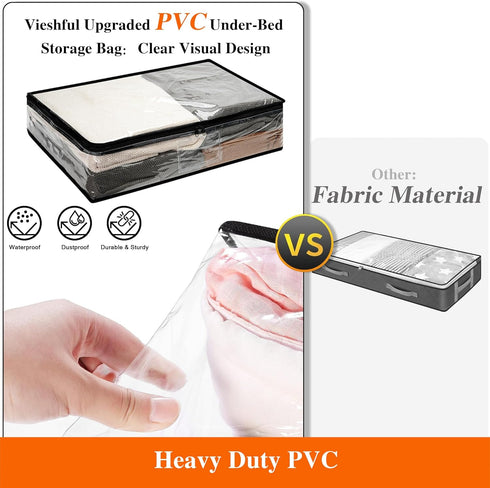 Vieshful 2 Pack Underbed Storage Bags, 40L Foldable Clothes Organizers Storage Containers, Zippered Closet Organization and Storage Bins for Comfo...