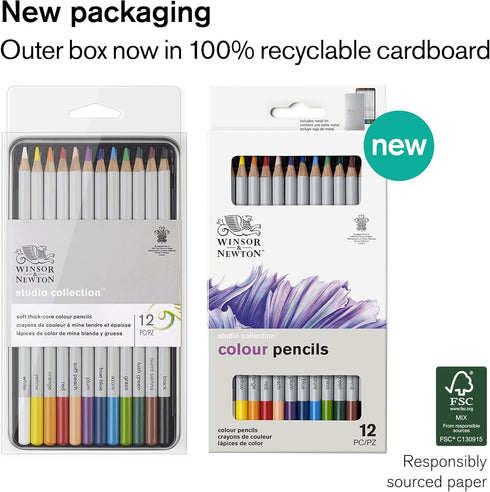 Winsor & Newton Studio Collection Artist Pencils, Color Pencils, Set of 12...