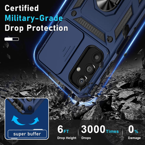 Janmitta Compatible with Galaxy A14 5G Case Built in Slide Camera Lens Cover and Screen Protector,Heavy Duty Shockproof Full Body Phone Cover,Buil...