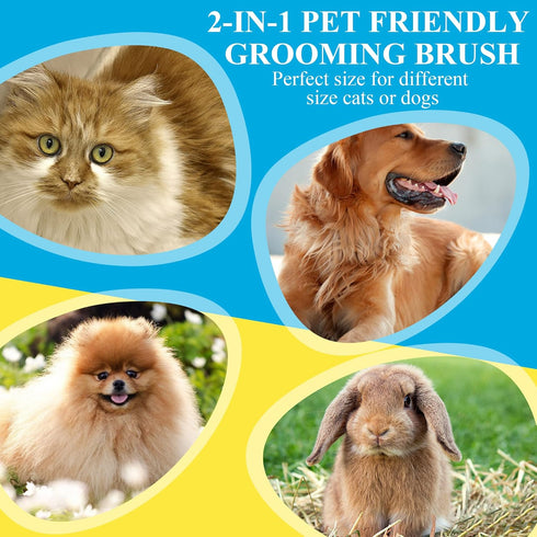 Double Sided Undercoat Rake Brush for Long Haired Dogs & Cats, Shedding and Dematting Tool for Grooming Extra Wide Blue Large...