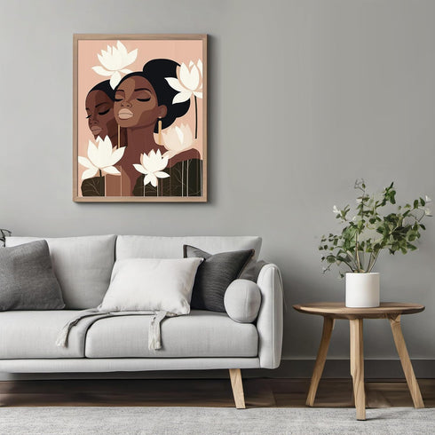 Posterizer 1 pcs-minimalist African woman art with pretty flowers-Afro-American Art Collection-Abstract & Modern Art-Chic Home Decor- unframed wal...