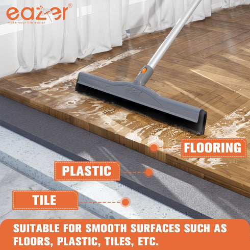 eazer 50'' Floor Squeegee Scrubber with Telescopic Pole, Squeegee Broom for Floor Tile Concrete Marble, EVA Foam Blade Household Water Broom, Sque...