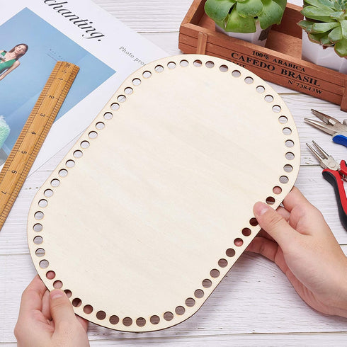PH PandaHall Wooden Basket Bottom, 11.8 x 7.6 Inch Oval Wooden Base Shaper Blank Crochet Base for Thick Yarn DIY Knitting Basket Weaving Supplies ...