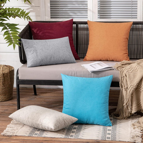 MIULEE Pack of 2 Outdoor Throw Pillow Covers Waterproof Decorative Soft Pillowcases Linen Farmhouse Square Cushion Shams for Patio Balcony Couch G...