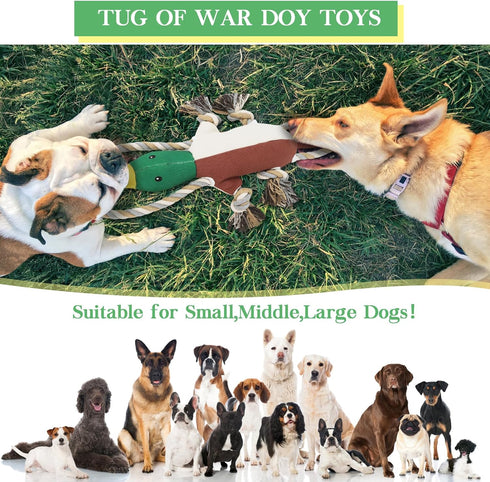 Lesmeet Upgraded Duck Dog Toys for Aggressive Chewers Puppy Toys with Crinkle Paper and Squeaker, Interactive Tug of War Dog Toy for Small, Medium...