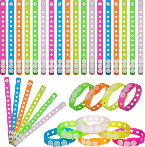 Sotiff 30 Pieces Glow in the Dark Silicone Wristbands Kids Silicone Charm Bracelets Adjustable for Boys and Girls Swimming Identify Shoe Charms Mo...