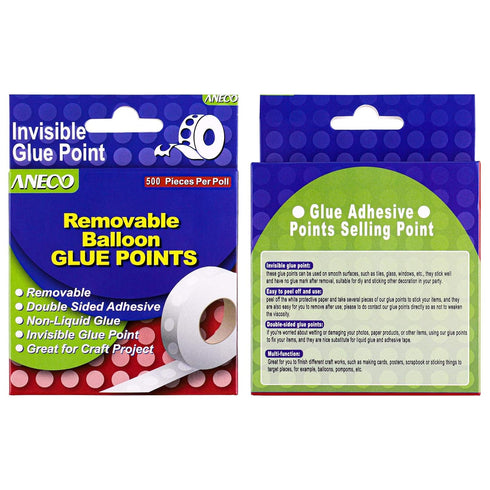Aneco 500 Pieces Clear Balloon Glue Points Removable Adhesive Dots Double Sided Glue Points Stickers Non Trace Adhesive Glue Tape for Craft Suppli...