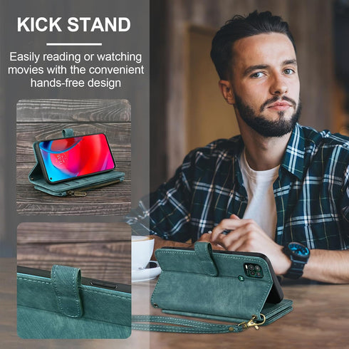 Asuwish Phone Case for Moto G Stylus 5G 2021 Wallet Cover and Tempered Glass Screen Protector Leather Flip Credit Card Holder Stand Rugged Cell Ac...