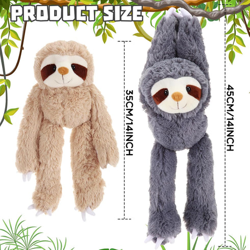 Queekay 2 Packs Sloth Stuffed Animal Hanging 18 Inch Three Toed Sloth Plush Sloth Plush Toy with Hook and Loop Hands for Teens Adults Gifts Decors...