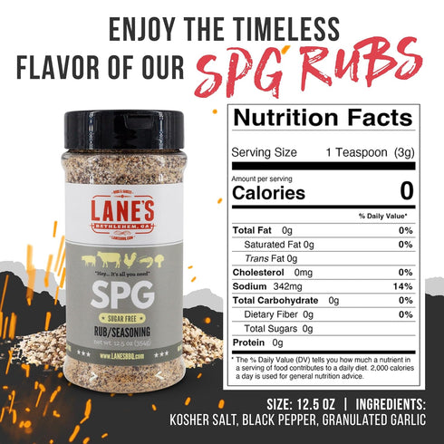 Lane's SPG Seasoning & Rub, All-Natural Coarse Ground Salt Pepper Garlic Seasoning for Any Types of Dishes, Classic Bold Flavor, No MSG, No Preser...