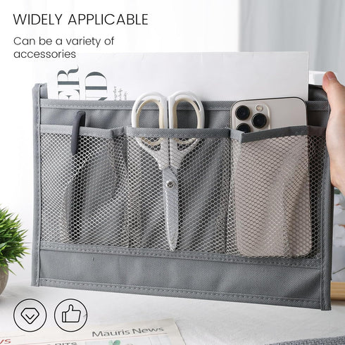 MCPINKY Bedside Storage Organizer, Couch Caddy Bedside Caddy Grey for Remote Control Magazine Phone...
