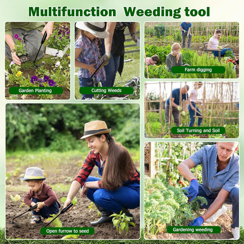 Weed Puller Tool, Premium Iron Steel Forged Weed Puller 4 Teeth Dual Purpose Weeder, Hand Weeder Tool for Gardening 2PCS (11.8 Inch)...