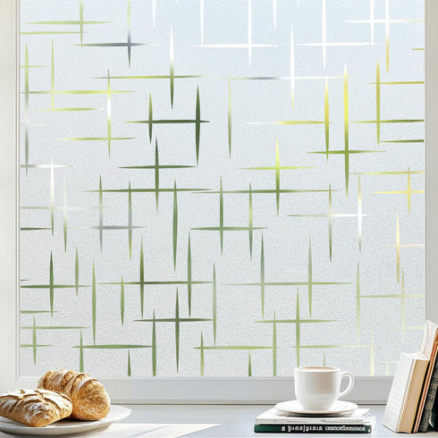 rabbitgoo Window Privacy Film Frosted Glass Window Film, Decorative Privacy Cling, UV Blocking Staic Cling Bathroom Glass Frosting Sticker, Non-Ad...
