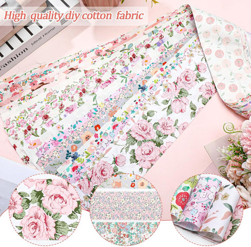 40 Pcs Floral Cotton Fabric Patchwork Roll Cotton Quilting Fabric Roll up Cotton Fabric Quilting Strips 2.55 Inch Precut Patchwork Roll for Craft ...