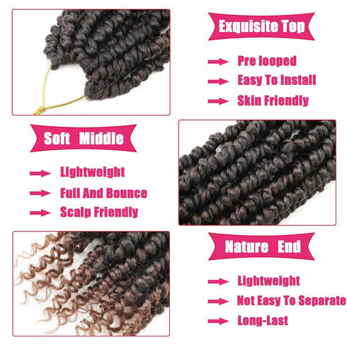 Ombre Brown Passion Twist Hair 10 Inch 6 Packs Passion Twist Crochet Hair for Black Women Pre Looped Short Passion Twist Hair Pre-twisted Bohemian...