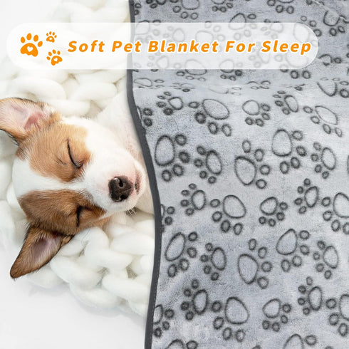 Small Dog Blanket for Medium Large Dogs Fleece Puppy Blanket Washable Dog Blankets for Bed Couch Protection with Cute Paw Print Pet Puppy Cat Blan...
