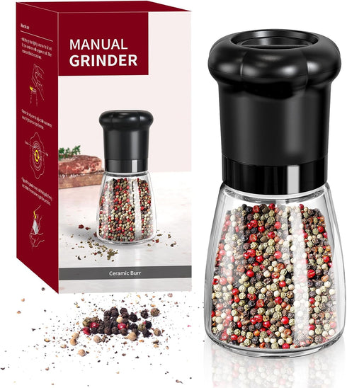 CIRCLE JOY Manual Pepper Grinder, Spice Mill for Professional Chef, Refillable Pepper Shakers with Ceramic Blades, Adjustable Coarseness and BPA-f...
