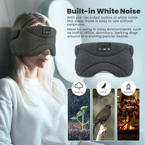Flashmen Bluetooth Sleep Mask with White Noise Blackout Light Ice-Feeling Extra Soft Modal Lining Sleep Eye Mask Ultra-Thin Sleeping Headphones (B...