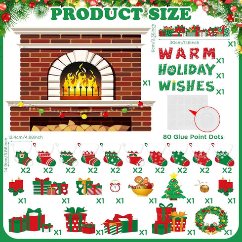 70 Pieces Christmas Bulletin Board Decorations Warm Holiday Wishes Fireplace Cutouts Xmas Hearth Classroom Decor for Office School Wall Bulletin B...