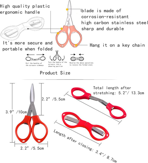 30 Pcs Folding Scissors Mini Travel Scissors Stainless Steel Portable Scissors Anti Rust Bulk Foldable Multipurpose Glasses Shaped Cutter for Nurs...