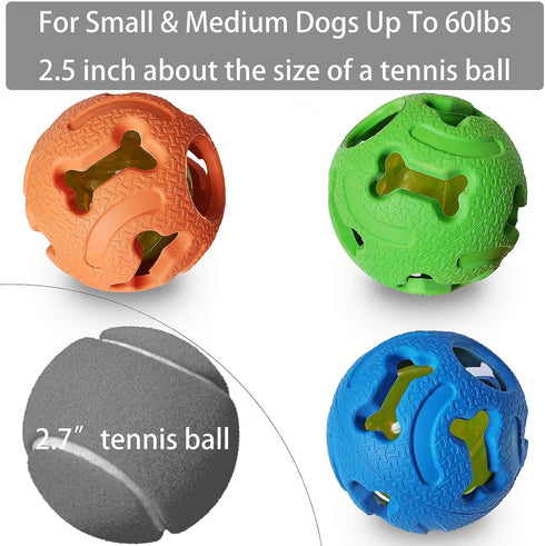 Leejec Dog Toys, 2.5" Interactive Light up Balls, Chew Toys for Medium & Small breed, Rubber Durable Fetch Training Balls, Pet Birthday Gift, 3-Pa...